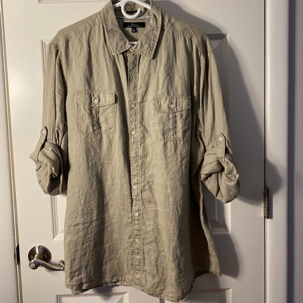 Marc Anthony Men’s Slim Fit Beige Long Sleeve/Short Sleeve Button Down